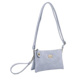 Liz Soto Ella - Bolso cruzado y pulsera para mujer, portafolios de piel sintética y bolsas sobre el hombro con correa para la muñeca, Azul/claro