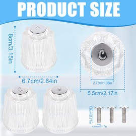 Goktvai 3pcs Shower Knob Replacements, Clear Acrylic Shower Knobs Universal Hot/Cold/Diverter Bathroom Faucet Knobs for Price Pfister Contessa & Windsor Bathtub Faucet Handle