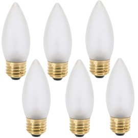 60W Incandescent Torpedo Tip Chandelier -Candelabra Flame Tip Frosted- 60W Equivalent Medium E26 Candelabra,Frosted Dimmable Light Bulbs and Medium E26 Base, Candle Light Bulbs for Chandeliers(6pack)