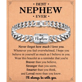 IKIATY Nephew Gifts from Auntie Uncle, Stocking Stuffers for Teens Adult, Teenage Boys Bracelet, Birthday Valentines Day Easter Basket Stuffers Christmas Graduation Gifts for Men Teen Boys Him