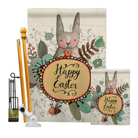 Angeleno Heritage Very Happy Easter Garden House Flag Kit Springtime Bunny Egg Christian Season Holiday Decoration Banner Small Yard Gift Double-Sided, Made in USA