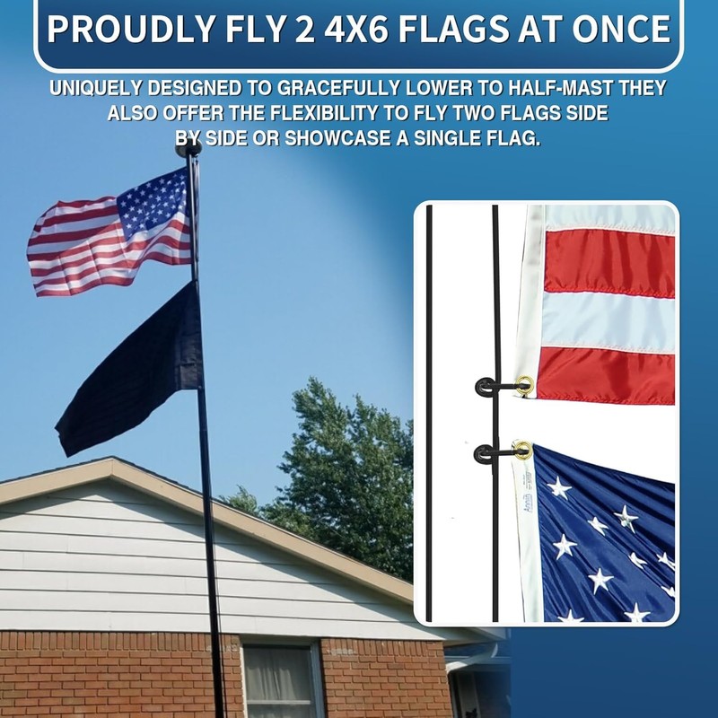 Heavy Duty 25 FT Flag Pole, Unbending 100MPH Wind Resistance,