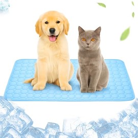 Dog Cooling Mat, 39" x 29" Mat for Large Dogs, Internal Waterproof& Endothermic Color Changing Arc-Chill Cool Fiber(QMAX>0.5) for Pet in Summer, Washable, Non-Toxic(Blue 1PCS)