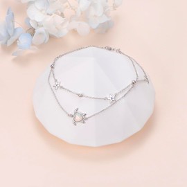 HOOHWE Infinity Butterfly Evil Eye Anklet for Women 925 Sterling Silver Ankle Bracelet Anklet Adjustable Waterproof Bracelets Jewellery for Women