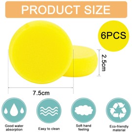 6 Pieces Painting Sponge, Synthetic Art Sponge, Round Sponge Set, 7.5 cm Painting Accessories Sponges, Soft Absorbent Painting Sponge Sponges, Dotting Brush, Yellow Sponge Brush for Crafts, Ceramic