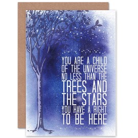 Wee Blue Coo Quote Desiderata Stars Child Universe Inspiration Motivation Sealed Greeting Card Plus Envelope Blank inside