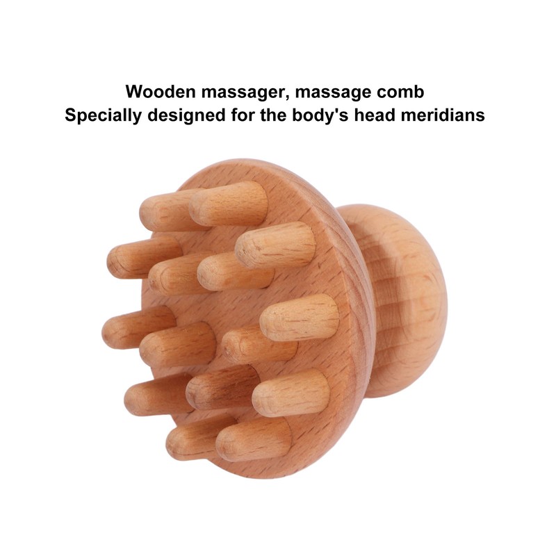 Wood Mushroom Massager Promote Circulation Clear Meridians Portable Manual Massage