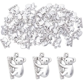 SUNNYCLUE 1 Box 50Pcs Bear Charms Koala Bear Charm Silver Koala Charms Bulk Tibetan Alloy Zoo Animal Charm for Jewelry Making Charms Supplies DIY Craft Necklace Bracelet Earring Women Beginners Adult