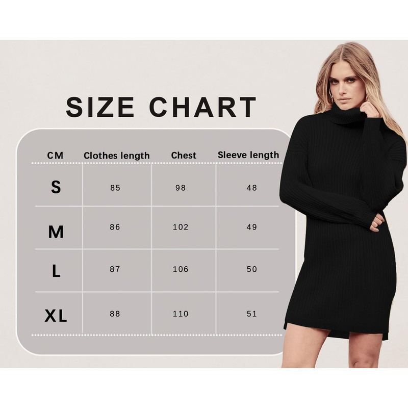 JFAN Women's Winter Dress, Long Knitted Dress, Batwing Sleeves, Knitted