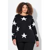 Ulla Popken Women's Glitter Stars Round Neck Raglan Long Sleeve
