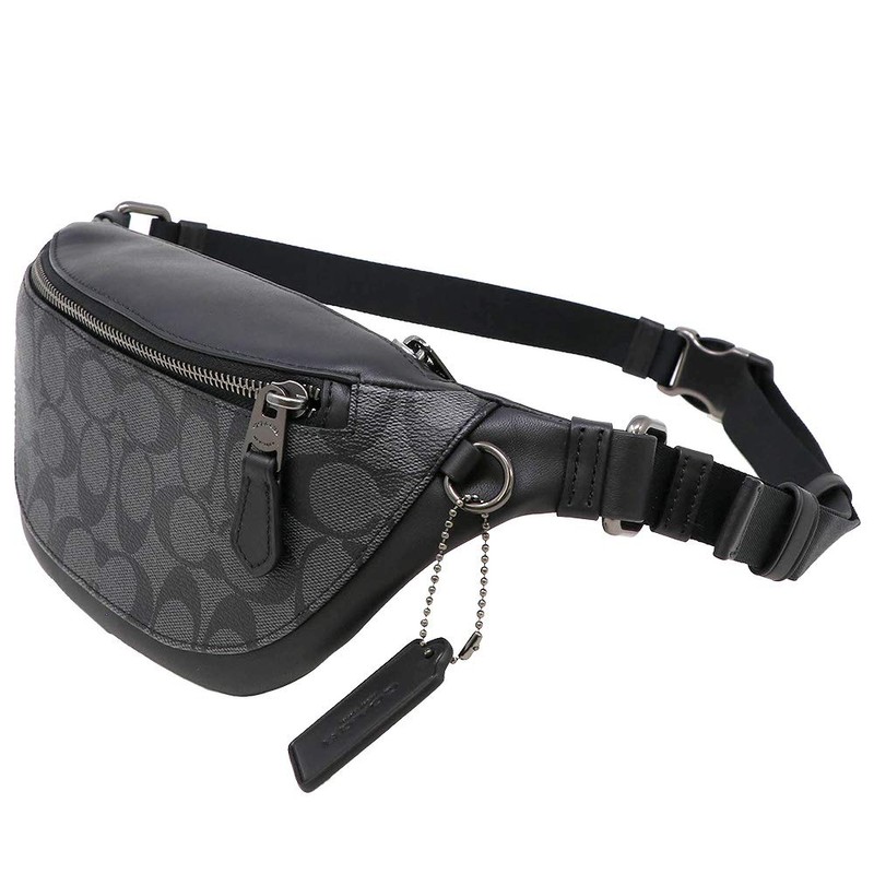 Coach F84711 Men's Signature Outlet Body Bag, Hip Bag, Black