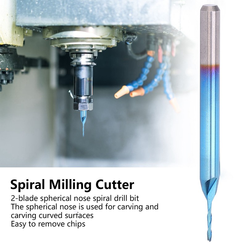 10Pcs 2‑Flute Router Bit Blue Coated Spiral Ball End Mill