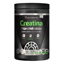 HEALTHADDICTION - Creatina Monohidratada en Polvo - Alta Pureza En Polvo Sin Sabor - 5g por Porción - 80 Servicios - Preworkout Pre Entrenamiento - Sin sabor - 400g