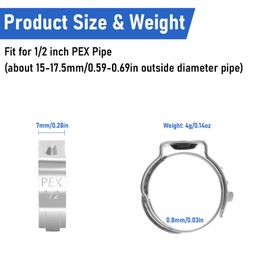 Kodilin 140-Pack 1/2 Pex Crimp Ring, Heavy-Duty 304 Stainless Steel Single Ear Pex Clamps Wider & Thicker Pex Cinch Clamps for Superior Grip & 360° Seal, Fits PEX Tubing Pipe Fitting Connections