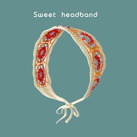 Hair Bandanas Headbands Women Floral Hippie Hair Scarfs Tie Back Knitted Kerchief Headband Knit Head Wraps Summer Boho Accessories for Women Girls (White,Black) Two color options. (White, One size)
