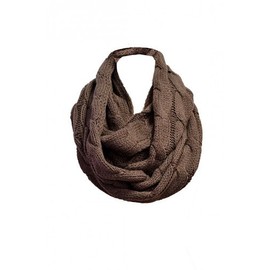 Anytime Scarf Women's Taupe Chunky Cable Knitted Infinity Loop Scarf Cowl