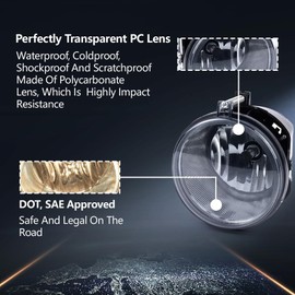 G-PLUS Fog Lights Compatible with Dodge Dakota 05-09/Durango 07-09/Fit Jeep Commander 06-10/Grand Cherokee 05-10/Fit Chrysler Aspen 07-09,12V, 42W Each Bulb H10 Halogen,Smoky Lens