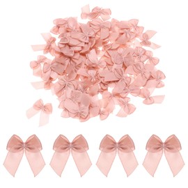 sourcing map 150Pcs Mini Ribbon Bow 1" Mini Fabric Satin Ribbon Flower Bows for Craft DIY Sewing Wedding Birthday Party Gift Wrap Bows Pale Mauve
