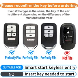 Tukellen for Honda Leather Key Fob Cover with Keychain Compatible with Honda Accord Civic Fit Pilot Odyssey CRV Clarity CRZ HRV Ridgeline EX EX-L-Red