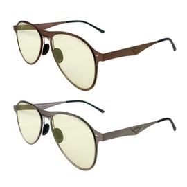 Orentas 3 in 1 Unisex Thin Metal Night Driving Photochromic sunglasses with Blue-light Blocking,(2pcs pack Copper & Gun color)