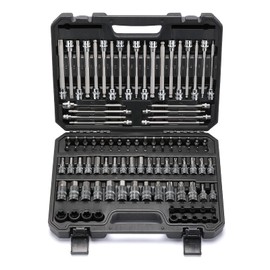 Mayouko 107-Piece Bit Socket Set, 1/4", 3/8" and 1/2" Drive, Torx/Hex/Ball End Hex, SAE/Metric, S2 Steel Bits