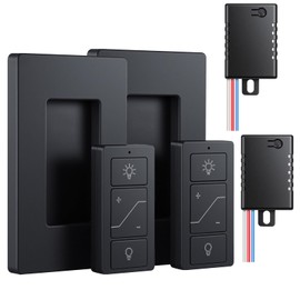Sunmerit Wireless Dimmer Switch (Black), 2 Pack Remote Light Switch and Receiver kit, Compatible with Alexa Voice Control, Smart Wall Switch Lighting Fixture for Ceiling Lights Pendant Lamps