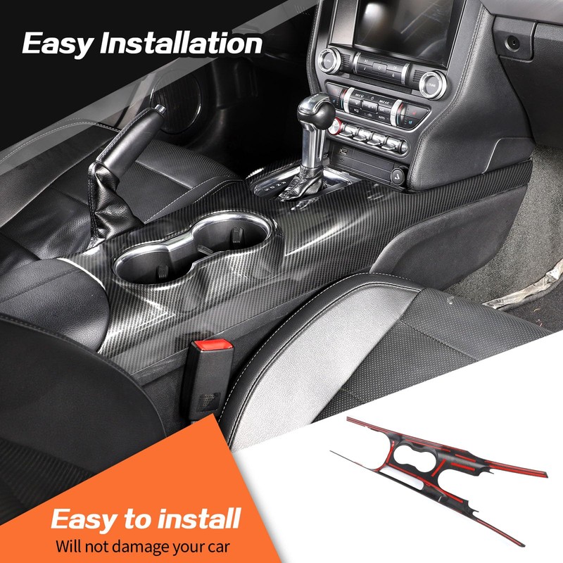 JeCar for Mustang Center Console Carbon Fiber Interior Gear Shift