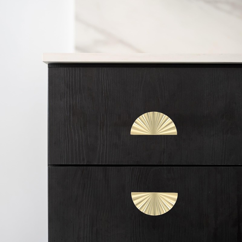 PATIKIL 3" (76mm) Drawer Cup Pulls, 5 Pack Solid Brass