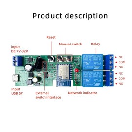 Yitouniu 2 canal Tuya Smart Life WiFi momentáinching Relay Self-Locking Switch Module,DC/AC 7-32V WiFi RF Bluetooth Relay, Compatible con Alexa Goolge Home