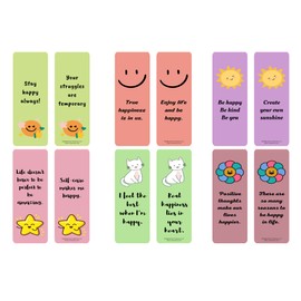Creanoso Stay Happy Bookmarks (5-Sets x 6 Cards) – Daily Inspirational Card Set – Interesting Book Page Clippers – Great Rewards for Adults and Professionals
