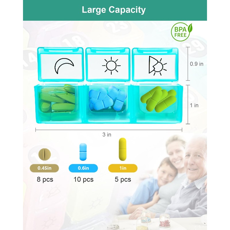 YONLOG Monthly Pill Organizer 3 Times a Day, with Portable