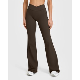 OQQ Yoga Pants Women High Waist Casual Soft Crossover Straight Leg Darkbrown