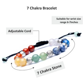 Wonder Care 7 Chakra Natural Gemstone Yoga Meditation Beads Bracelet Reiki Free Size Balancing Lava Adjustable Bracelet|Rakhi for Brother Sets of Rakhi