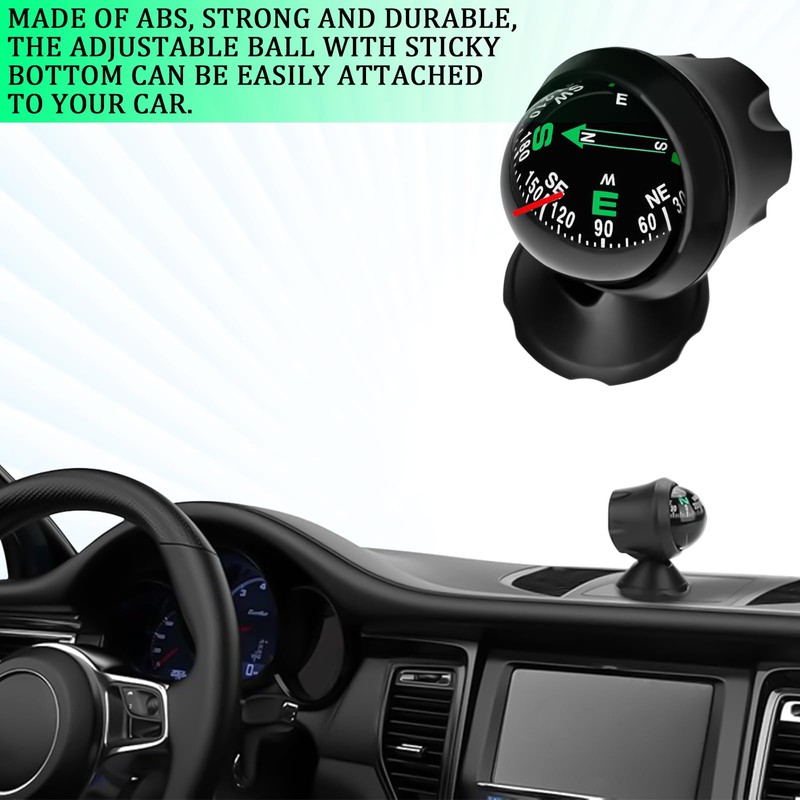 KUQUTIDY Car Compass Ball with Bottom Stick, Compass for Car