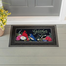 Evergreen Flag Gather Birdies Sassafras Switch Mat Inserts, Interchangeable Front Door Mat Outdoor Entrance, Indoor Door Mats for Entryway, 22 x 10 Inches Sassafras Doormat Inserts