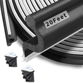SILIENTWERK 20 Feet Kerf Door Weather Stripping Door Seal with 8 PCS Door Corner Seals, Long Reach V-Shaped Door Seal Strip for Door Frame Door Insulation Strip Door Soundproofing for Large Gap(Black)