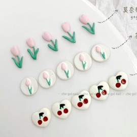 Mini Tulip Cherry Spring Nail Charms DIY Nail Art Supplies 1 Pack / 미니 튤립 체리 봄네일파츠 셀프 네일아트 재료 1개입
