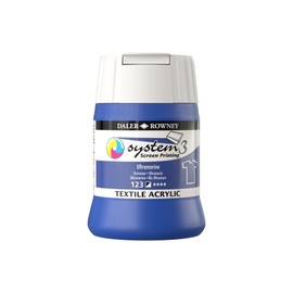 Daler-Rowney System3 Textile Acrylic Screen Printing Ink, Plastic Pot, 8.45oz - 250 ml, Ultramarine Blue