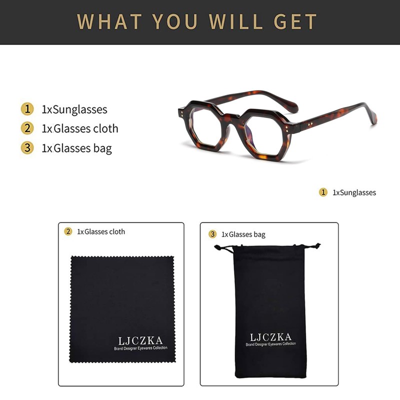 LJCZKA Blue Light Filter Glasses Men's Glasses Without Prescription Blue