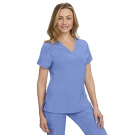 STAT MEDICAL WEAR Scrub Set for Women with 2 Pocket Crossover Scrub Top with 5 Pocket Jogger Pant Scrub - 110210, XS, Ceil