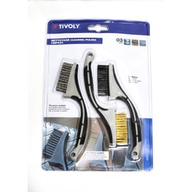 TIVOLY XT20252580205 Mixed Mini Hand Brushes for Cleaning/Stripping, Grey, Set of 3