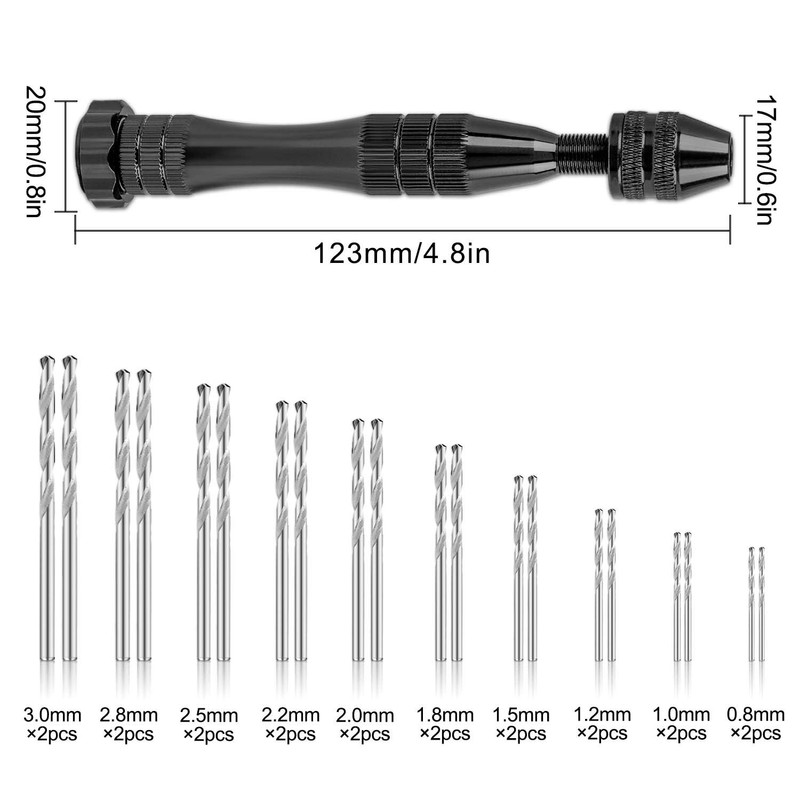 Hakkin 32 Pcs Pin Vise Hand Drill Kit for Jewelry