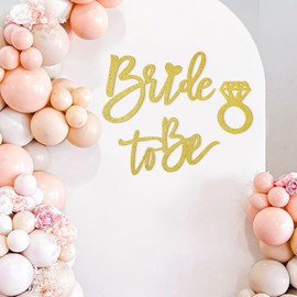 JarThenaAMCS - Letrero de fieltro de novia para telón de fondo con purpurina dorada para despedida de soltera, compromiso, boda, fiesta, decoración de arco, decoración de pared