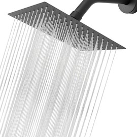 Rain Shower head, NearMoon High Flow Stainless Steel Rainfall ShowerHead, High Pressure Design, Awesome Shower Experience Even At Low Water Flow (12 Inch Rectangle, Matte Black)