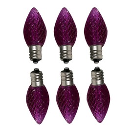 25 Pack C7 Led Replacement Bulbs, Commercial Grade 3 SMD LEDs in Each C7 Faceted Lights Bulb for Outdoor String Lights Decoration(Purple)