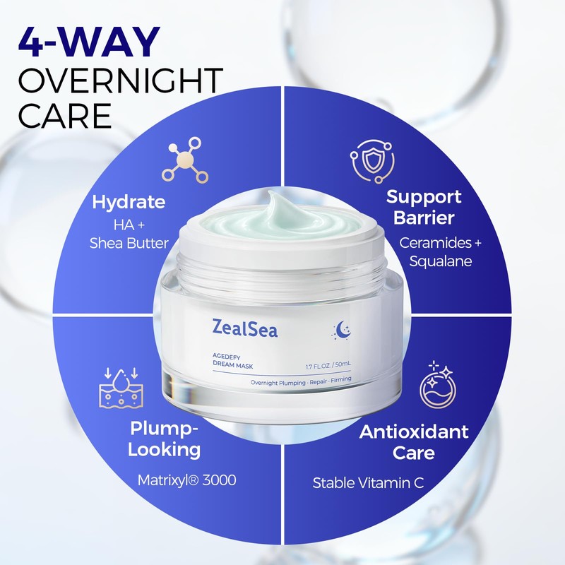 ZealSea Overnight Face Mask, Face Moisturizer, Anti Aging Night Cream