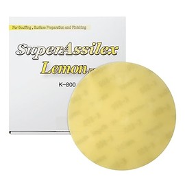 Eagle Abrasives Super Assilex Flexible 5 inch Sanding Discs, Lemon K-800, No Holes, Hook & Loop, 195-1509, 25 Discs
