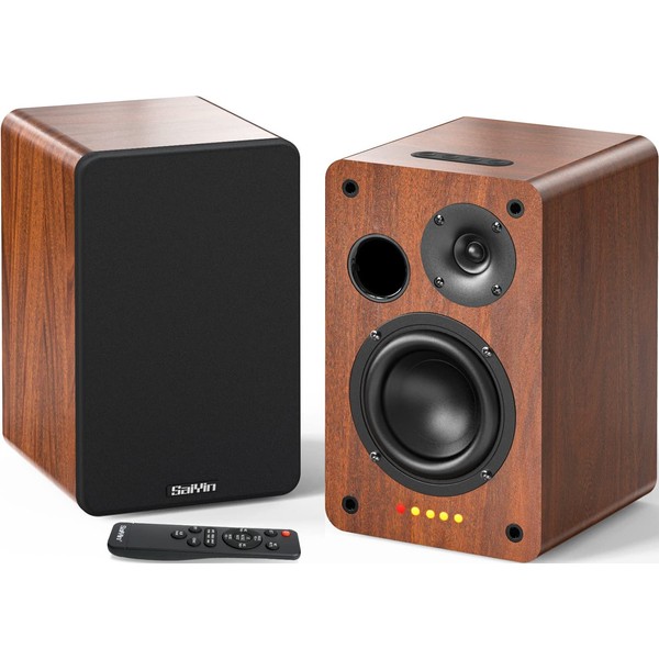 Saiyin Bluetooth Bookshelf Speakers, 40W X 2 Powered TV Speakers
