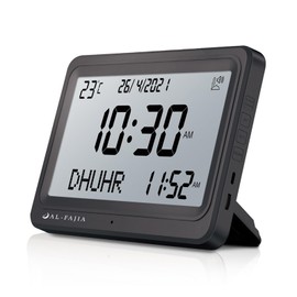 Azan Clock, Automatic Worldwide Digital 8 Azan Prayer Sounds Muslim Prayer Clock for USA Home Decor (Black)