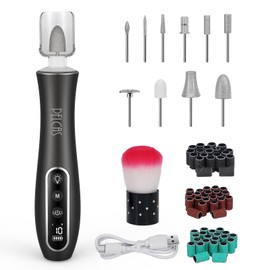 PELCAS Electric Nail Drills, Professional Cordless Nail File Kit with Light, 10 Speeds Manicure & Pedicure Kit for Human, Pet, Thick Toenails, Natural & Acrylic Nails Grey